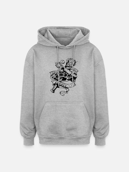 tattoo addict - Sweat à capuche oversize unisexe - gris chiné