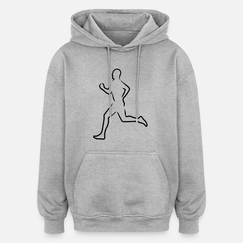 Läufer - Sweat à capuche oversize unisexe - gris chiné