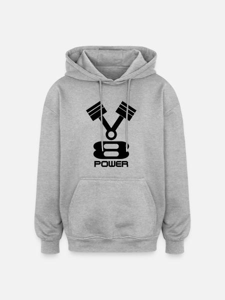v8 - Oversized Unisex Hoodie - Grau meliert