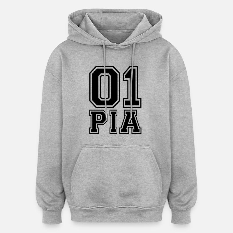 Pia - Nom - Sweat à capuche oversize unisexe - gris chiné