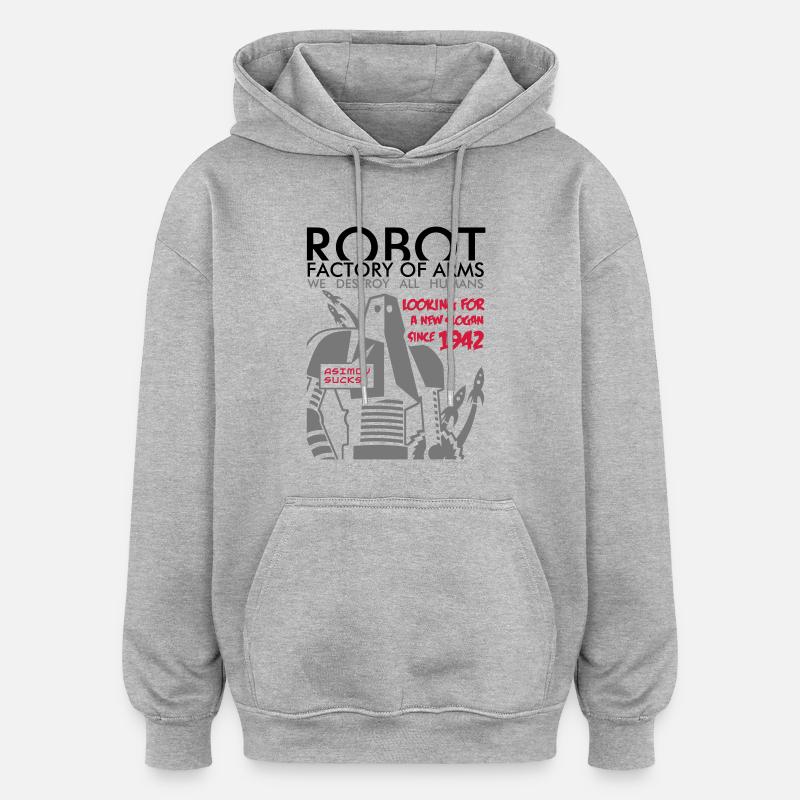 robot2_3c - Sweat à capuche oversize unisexe - gris chiné