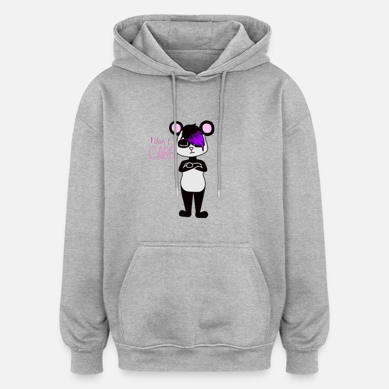Panda I CARE NE - Sweat à capuche oversize unisexe - gris chiné