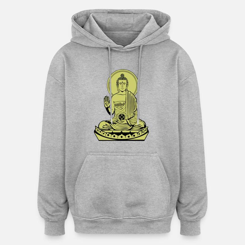 Sitting Buddha de - Oversized Unisex Hoodie - Grau meliert