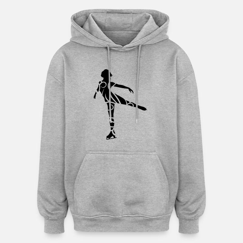 Ice Skating female - Sweat à capuche oversize unisexe - gris chiné
