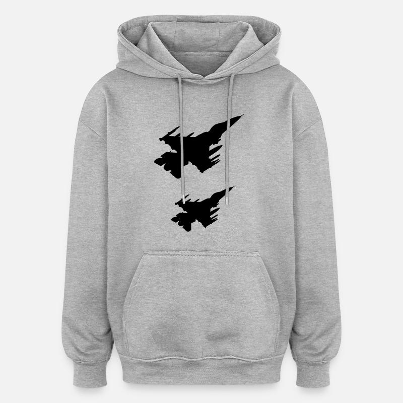 Jets de combat - Sweat à capuche oversize unisexe - gris chiné