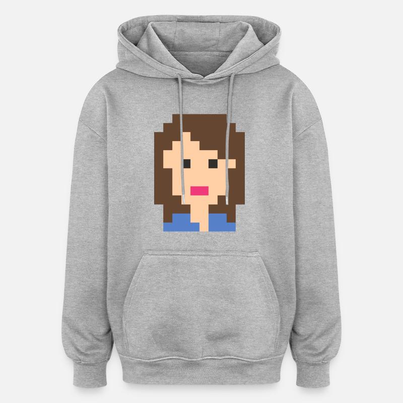 fille - Sweat à capuche oversize unisexe - gris chiné