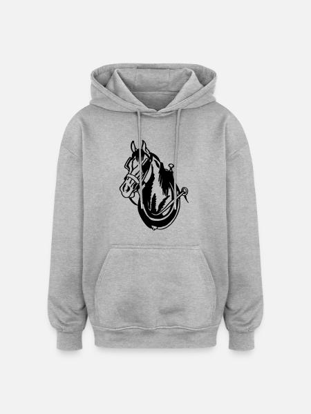 Zugpferd - Oversized Unisex Hoodie - Grau meliert