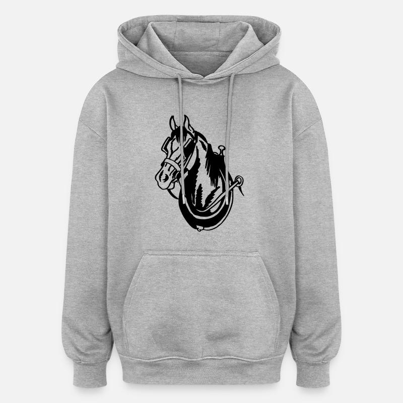 Zugpferd - Oversized Unisex Hoodie - Grau meliert