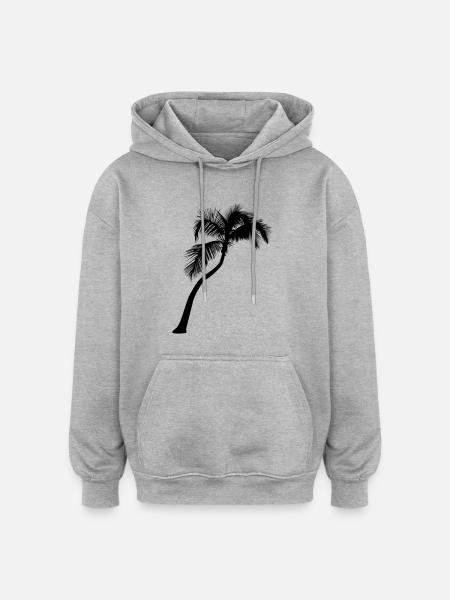 Palmier - Sweat à capuche oversize unisexe - gris chiné