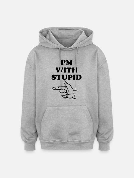 I'm with stupid - Oversized Unisex Hoodie - Grau meliert