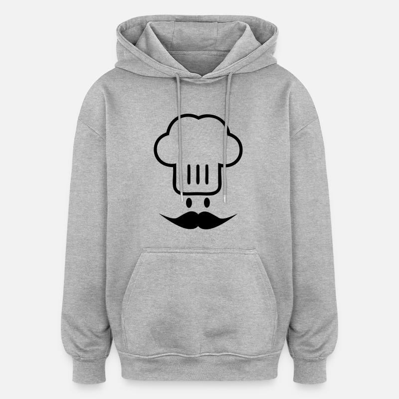 Tête de chef - Sweat à capuche oversize unisexe - gris chiné