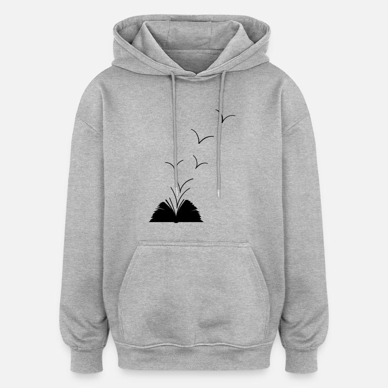 Offenes Buch - Oversized Unisex Hoodie - Grau meliert