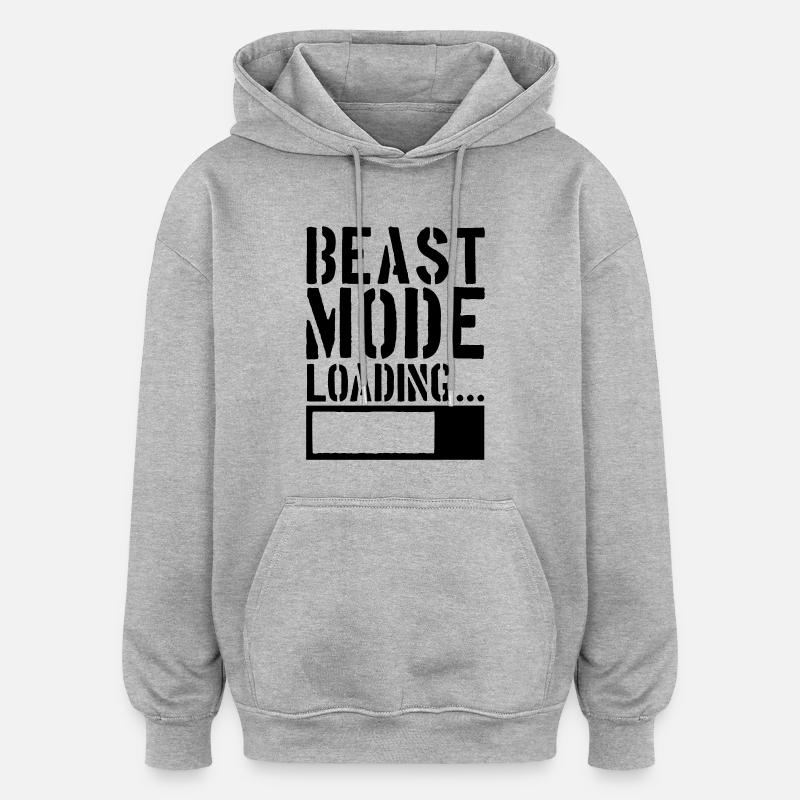 Caution Beast Mode Loading - Oversized Unisex Hoodie - heather grey