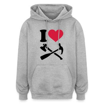Werkzeug - Oversized Unisex Hoodie - Grau meliert - Vorne - Noah (186cm)