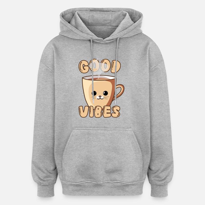 Tasse pour chat mignon - Sweat à capuche oversize unisexe - gris chiné