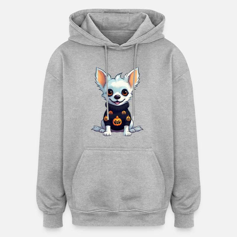 Chihuahua Hallooween Pullover - Oversized Unisex Hoodie - Grau meliert