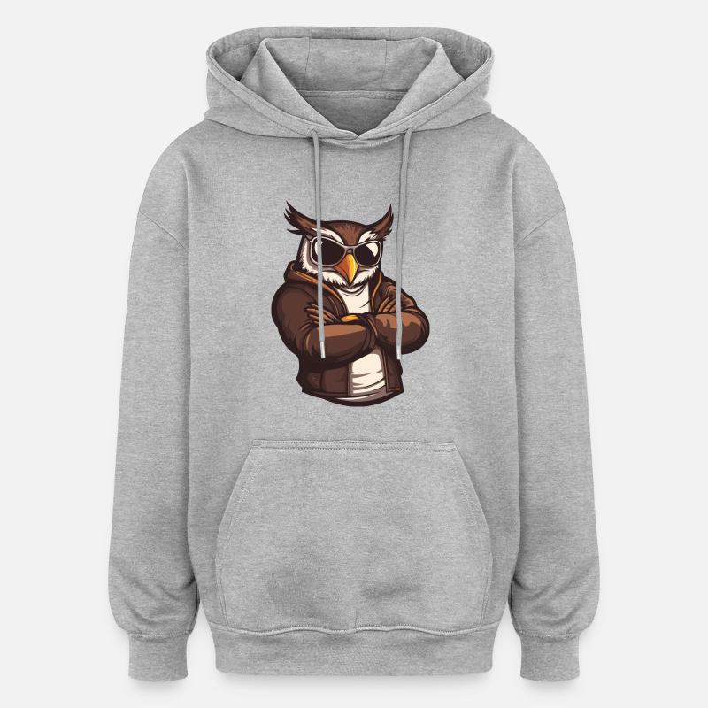 Eule Comic Cool - Oversized Unisex Hoodie - Grau meliert