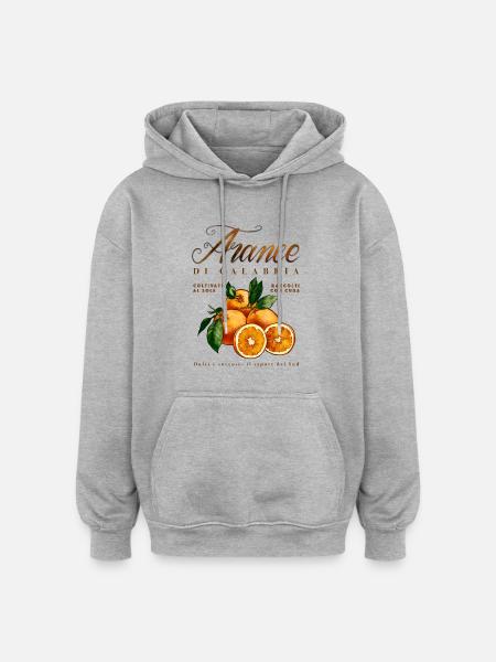 Oranges de Calabre - Sweat à capuche oversize unisexe - gris chiné