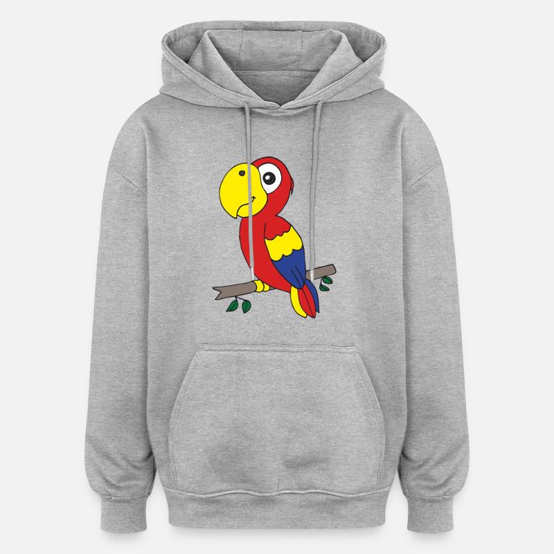 perroquet - Sweat à capuche oversize unisexe - gris chiné