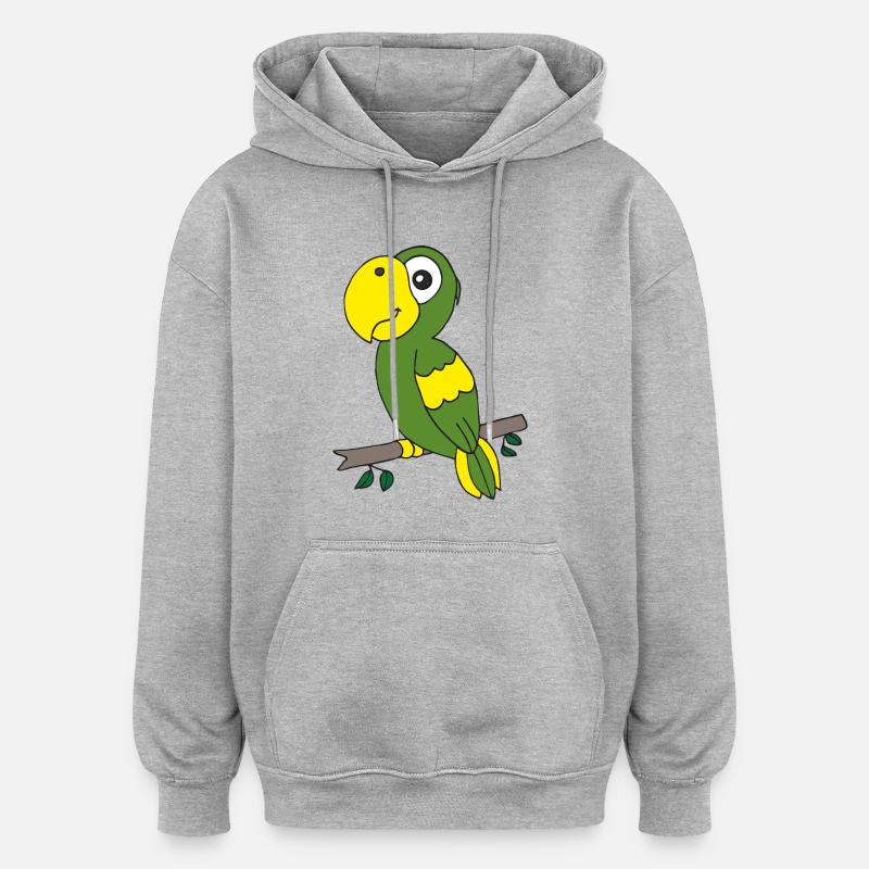 Vert perroquet - Sweat à capuche oversize unisexe - gris chiné