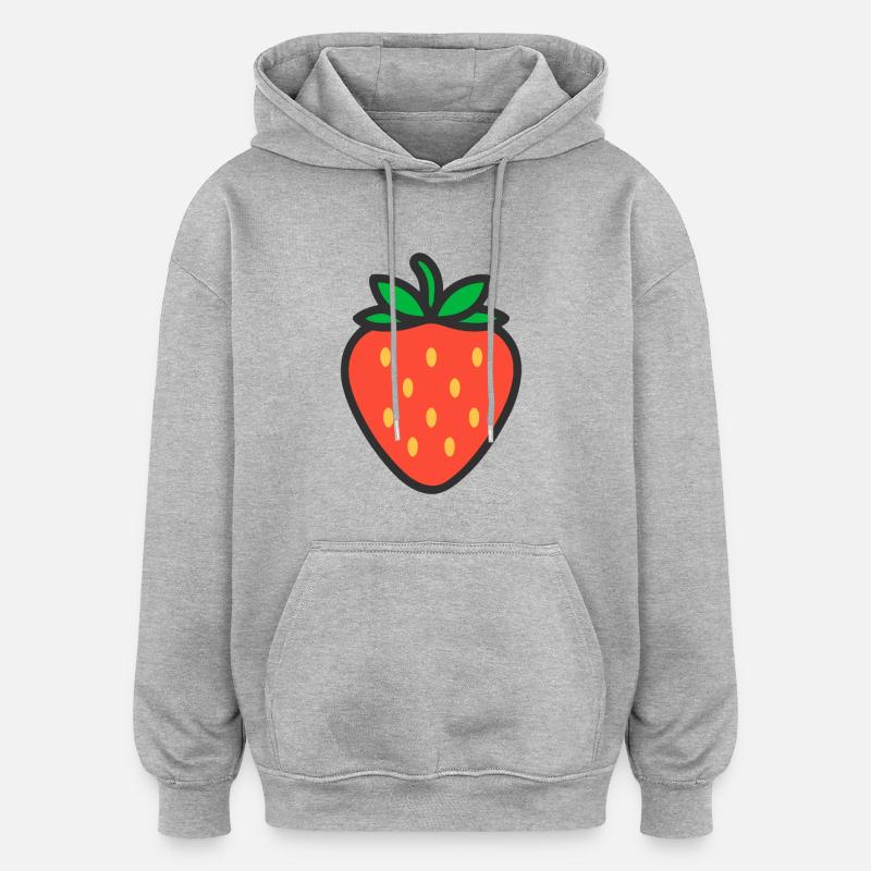 FRAISE LOGO ICÔNE FRUIT - Sweat à capuche oversize unisexe - gris chiné