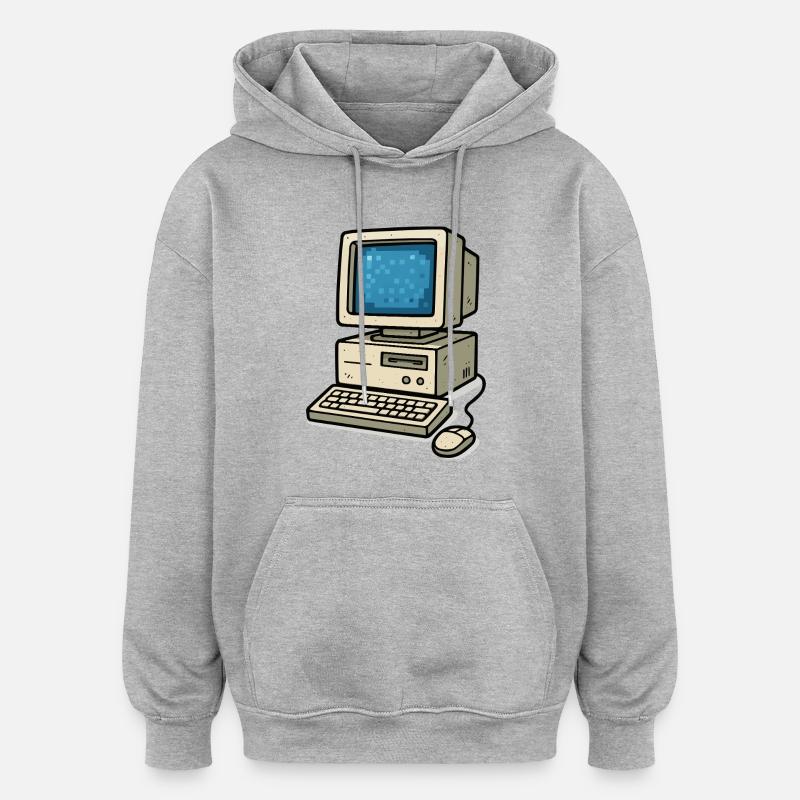 Informatique Old School - Sweat à capuche oversize unisexe - gris chiné