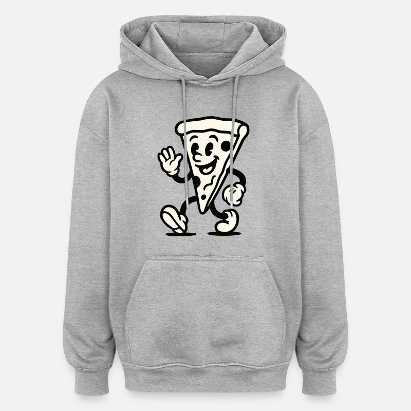 Bande dessinée Pizza - Sweat à capuche oversize unisexe - gris chiné
