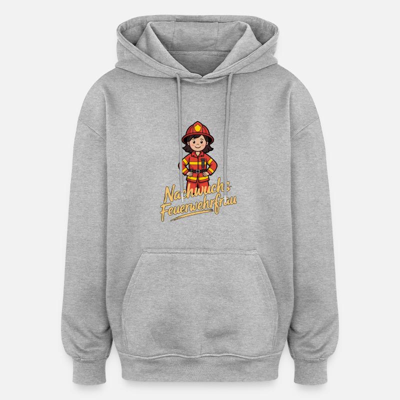 Futur pompier – Style jeune - Sweat à capuche oversize unisexe - gris chiné