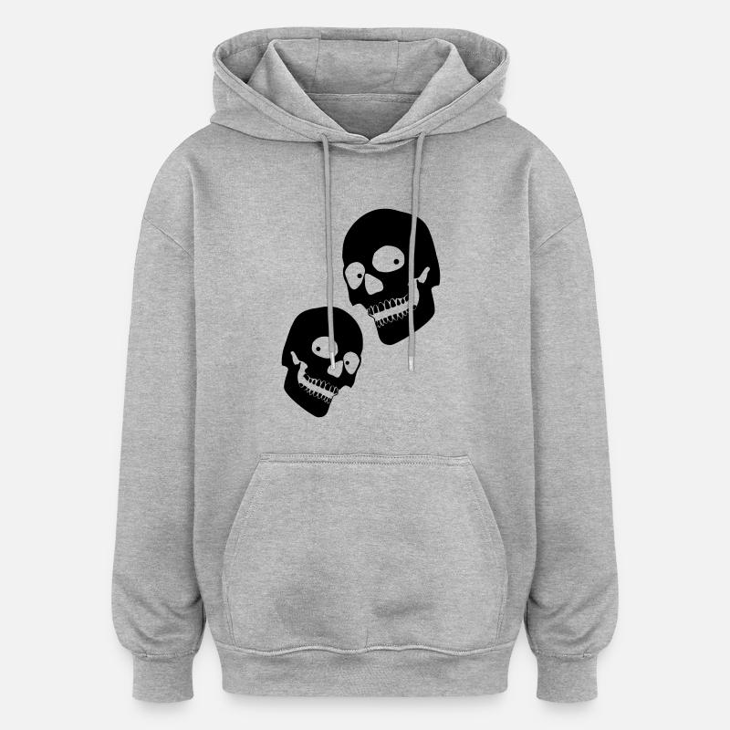 twoskulls1 - Sweat à capuche oversize unisexe - gris chiné