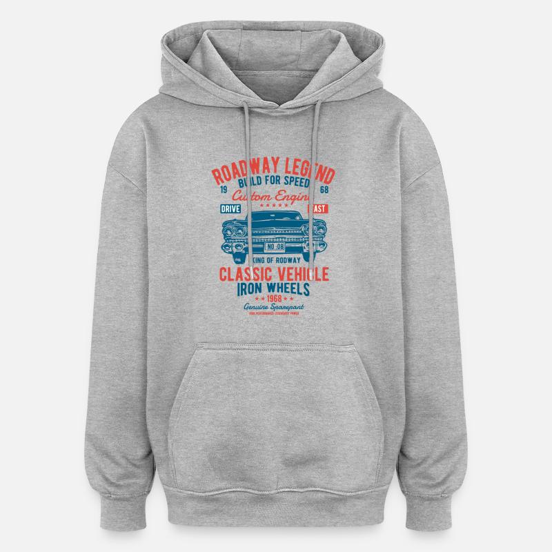 Légende Roadway - Sweat à capuche oversize unisexe - gris chiné