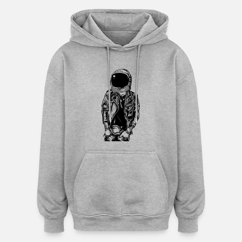 L'astronaute Punkster - Sweat à capuche oversize unisexe - gris chiné