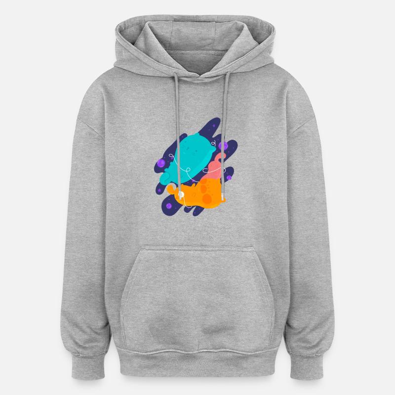L'univers de Kitty - Sweat à capuche oversize unisexe - gris chiné