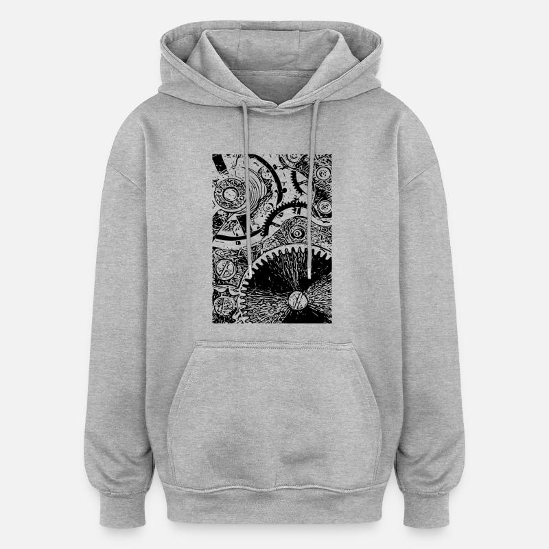 mouvement d'horloge - Sweat à capuche oversize unisexe - gris chiné
