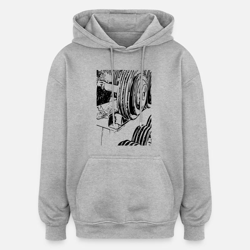 Haltère - Sweat à capuche oversize unisexe - gris chiné
