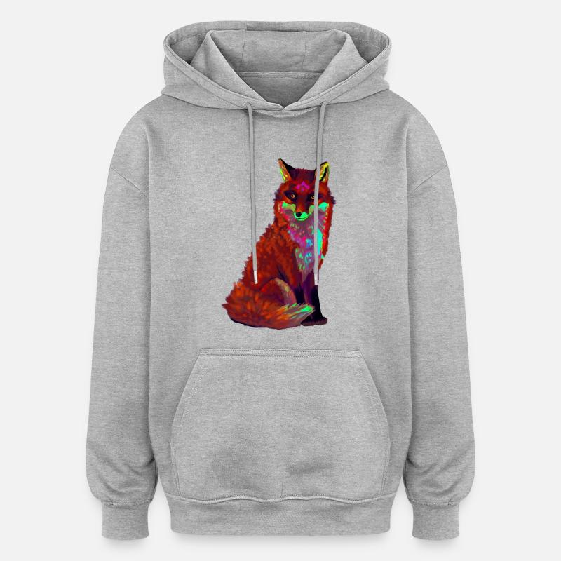 red fox - Oversized Unisex Hoodie - heather grey