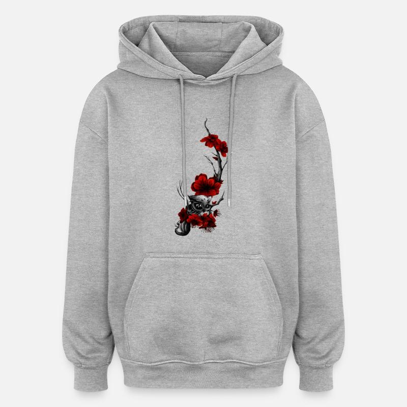 Eule - Oversized Unisex Hoodie - Grau meliert