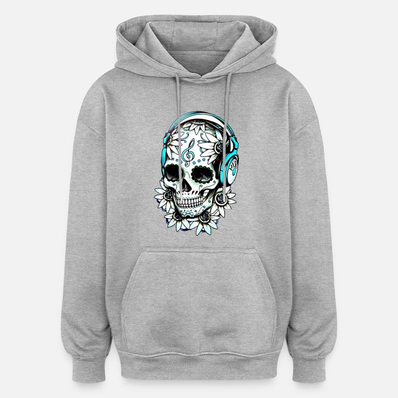 Crâne De Musique - Sweat à capuche oversize unisexe - gris chiné