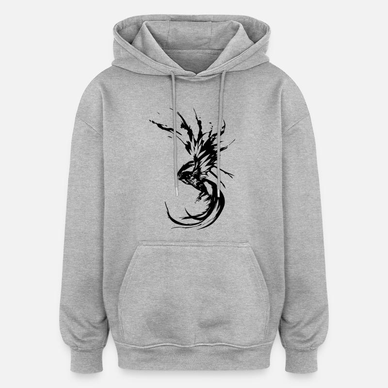 Phönix-Mythischer Vogel - Oversized Unisex Hoodie - Grau meliert