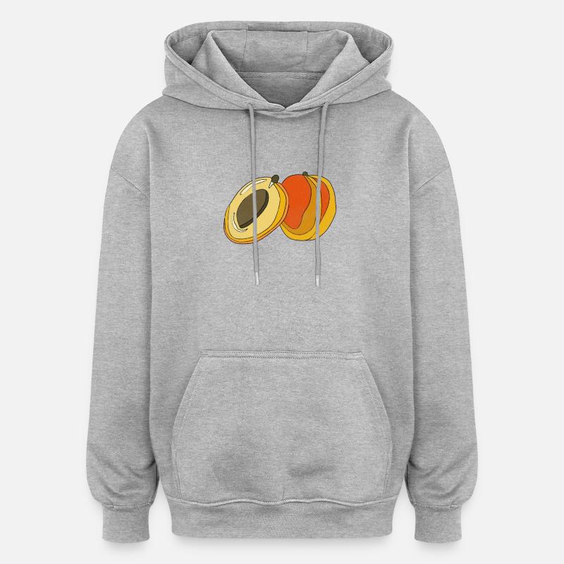Peach Apricot Summer Fruit Fun Gift - Oversized Unisex Hoodie - heather grey