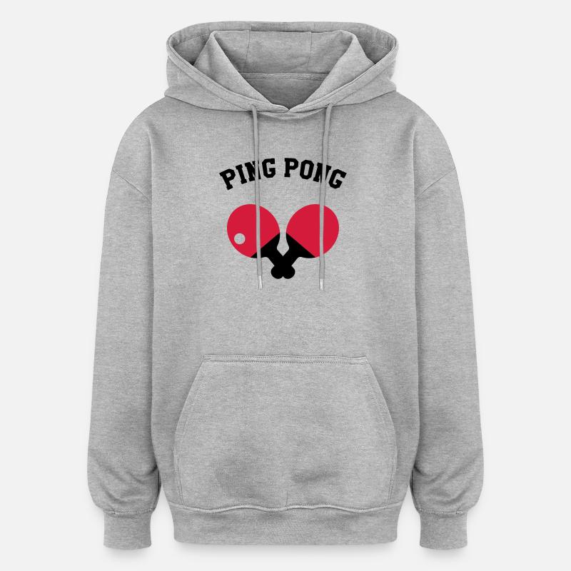 Ping Pong - Sweat à capuche oversize unisexe - gris chiné