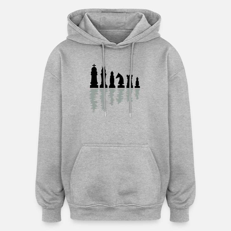 échecs - Sweat à capuche oversize unisexe - gris chiné