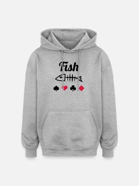 Poker : Fish - Oversized Unisex Hoodie - heather grey