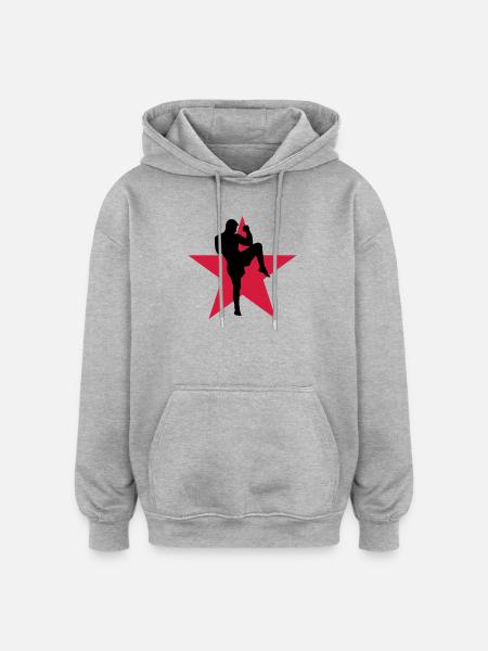 Kickboxing / Kick-Boxeur / Kick Boxing / - Sweat à capuche oversize unisexe - gris chiné