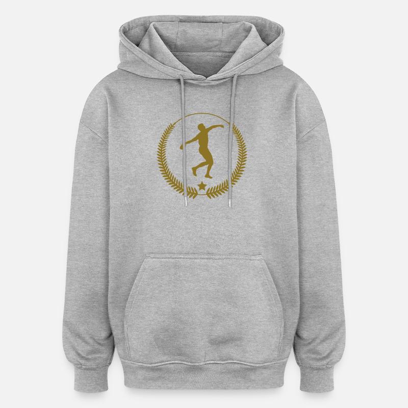 Lancer de Disque / Poids / Javelot / Marteau - Sweat à capuche oversize unisexe - gris chiné