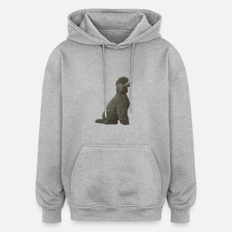 Caniche noir - Sweat à capuche oversize unisexe - gris chiné