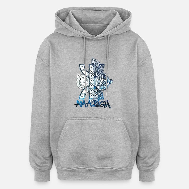 Amazigh - Sweat à capuche oversize unisexe - gris chiné