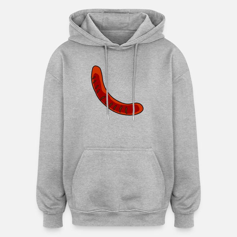 Saucisse ou bratwurst - Sweat à capuche oversize unisexe - gris chiné