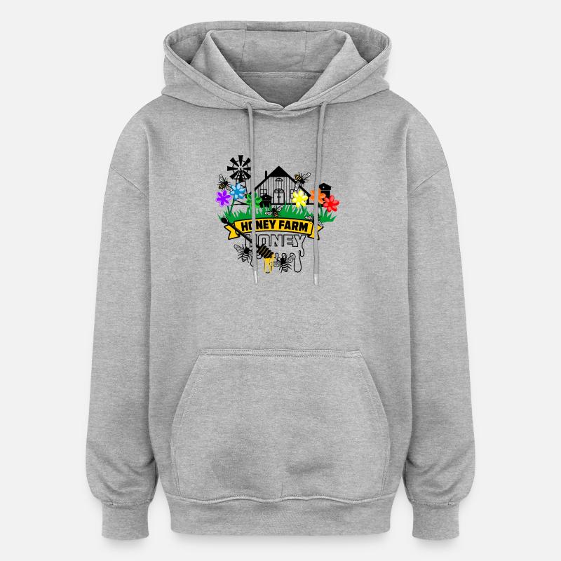 Ferme de miel - Sweat à capuche oversize unisexe - gris chiné