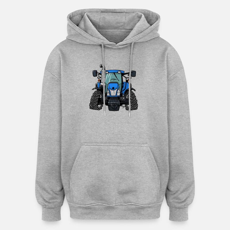 0646 BlueTractor - Sweat à capuche oversize unisexe - gris chiné