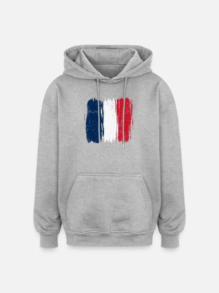 Brushstroke French Flag - Oversized Unisex Hoodie - heather grey